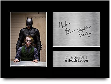 HWC Trading A4 Christian Bale & Heath Ledger The Dark Knight Joker Geschenke Gedruckt, Signiert Autogramm Bild Für Film-Erinnerungsstücke-Fans