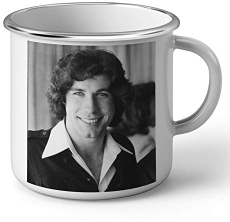 John Travolta Tasse emailliert Schauspieler Sänger Promi Kino Retro