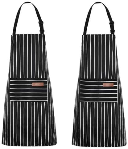 YUANJIASHUN YAO 2 Pack Unisex Adjustable Bib Apron with Pockets Cooking Kitchen Chef Women Men Aprons for Home Kitchen, Restaurant,Coffee House