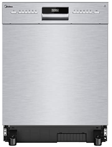 Midea SU 3.35X14ES Geschirrspüler 60cm Unterbau, 14 Maßgedecke Spülmaschine Teilintegrierbar mit WiFi, Extra Trocknung, 7 Programme, 47dB, 0-24h Startzeitverzögerung - Inox