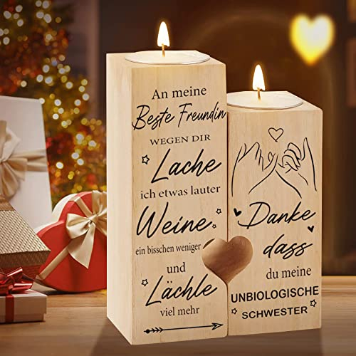 Beste Freundin Geschenke,Kerzenhalter aus Holz,Geschenke für Frauen,Herz Kerzenhalter,Geschenk Beste Freundin Geburtstagsgeschenk für Frauen Beste Freundin,Weihnachten