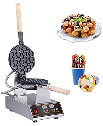 Commercial Egg Waffle Maker 1400W Bubble Waffle Maker Stainless Steel Egg Waffle Maker Professional Bubble Egg Waffles Cake Machine Waffle Baker for Restaurant Bakeries Snack Bar