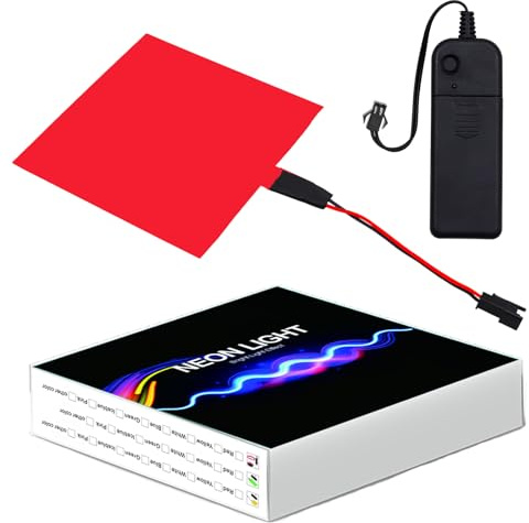 Ygmylandbb Elektrolumineszierende Schilder, EL Leuchtschilder, Kaltlichtschilder EL 10 cm x 10 cm (3,93 Zoll x 3,93 Zoll) ON/langsames Blinken/Schnellblitz, 1 Stück (rot)