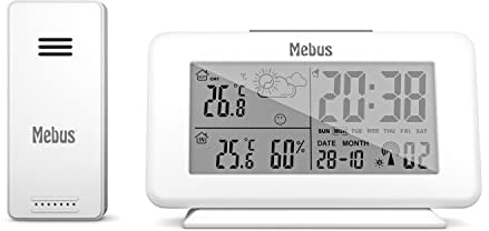 Mebus Funk-Wetterstation, Innen- und Außenthermometer, Farbe: Weiß, Modell: 40690, klein