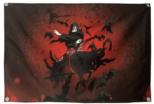 KARMA-X Großer 121x191CM Naruto Wandteppich Wandbehang | Anime Manga Wandtuch Tuch Tapestry XXL | Wanddeko für Wohnzimmer Geschenk ästhetisch | Motiv: Itachi Uchiha