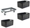Set 3 Euroboxen + Rollwagen Transportwagen Transportroller Eurobehälter Lagerbox Anthrazit Set Kistenroller Behälter Lagerkiste Stapelbox Lagerkasten Box Euronormbox Eurokiste Anthrazit