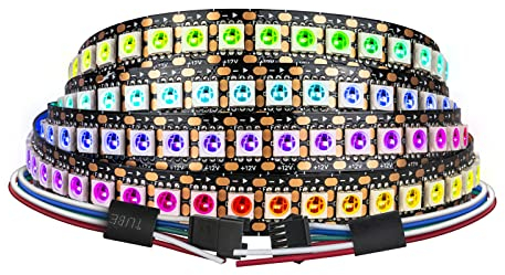 SEZO WS2815 LED Streifen Licht (Aufgerüstetes WS2812B) 1M 144LEDs/m Dream Color Individuell adressierbar RGB 5050SMD Dual Signal WS2813 LED Flexibles Lichtband IP30 Nicht-Wasserdicht DC12V Schwarz PCB