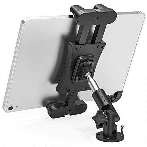 Karoten Heavy Duty Perforated Bases iPad Holder for Truck, 360 Degree Adjustable Tablet Wall Mount for iPad/Pro/Air/mini (All 4.7 inch-13.5 inch) Car Mount, Tablet Stand for Desk/Truck/RV