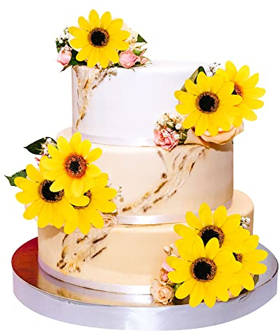 Gyufise 15Pcs Sunflower Rose Flower Cake Decorations Sunflower Cake Toppers for Birthday Summer Sunflower Wedding Party Decorations Baby Shower Supplies