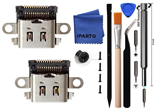 iParto Confezione da 2 porte di ricambio tipo C per Nintendo Switch Lite USB C porta di ricarica caricabatterie connettore presa Repalcement kit di riparazione accessori per NS Lite HDH-001