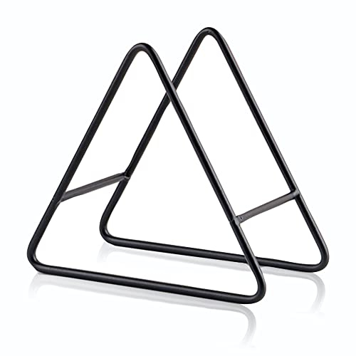 KiaoTime Support de dessous de verre triangulaire moderne en fer noir pour courrier, DVD, disque - Pour dessous de verre ronds et carrés - Convient pour 4 à 9 dessous de verre - 15,2 cm