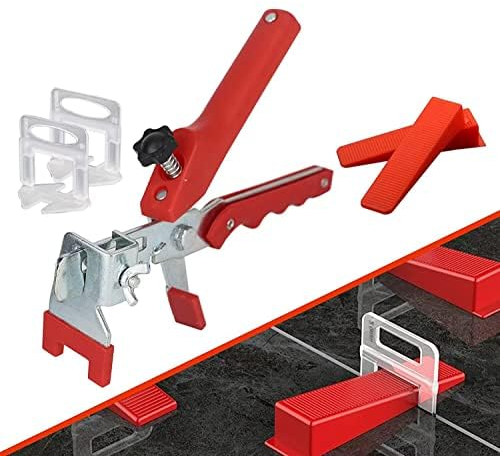 HEQUN Kit Sistema di Livellamento per Piastrelle,400Pz Clip Distanziatori da 2mm, 100Pz Cunei Riutilizzabili, 1 pinza in Plastica per Piastrelle,per Piastrelle, Pavimenti (2 mm)