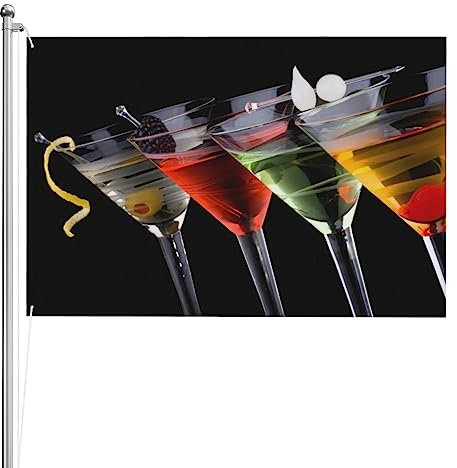Drapeau de boisson Martini - 1,2 x 1,8 m - Résistant et double face - Drapeau de jardin amusant - Fournitures de fête - Cadeau - Décoration murale intérieure et extérieure