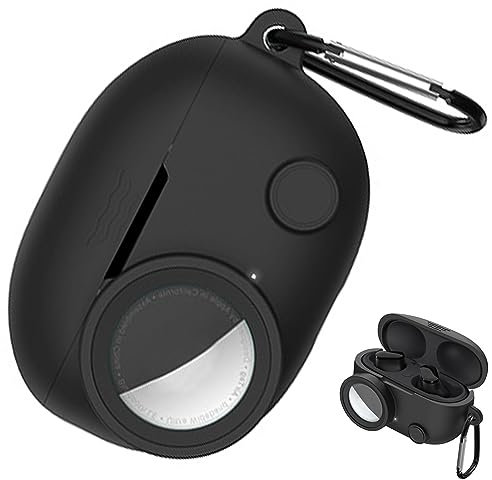 Miimall Custodia per Cuffie Beats Studio Buds, Cover Antiurto in Silicone, Cover Protettiva Antigraffio, Case con funzione Airtags e Gancio per Appendere, Case Sottile per Beats Studio Buds, Nero