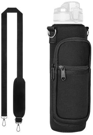 Water Bottle Carrier Bag,1L Water Bottle Sling Bag w/Adjustable Shoulder Strap & Phone Pocket for Daily Hiking Travelling Camping