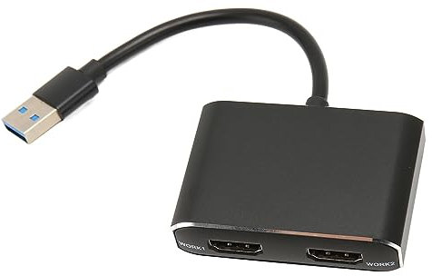 Fockety USB 3.0 to Dual HDMI Adapter, USB 3.0 to HDMI Splitter, Supports 4 Display Modes, 1920x1080P HD Type-A to HDMI Dual Monitor Display Adapter for PC or Laptops, Plug and Play