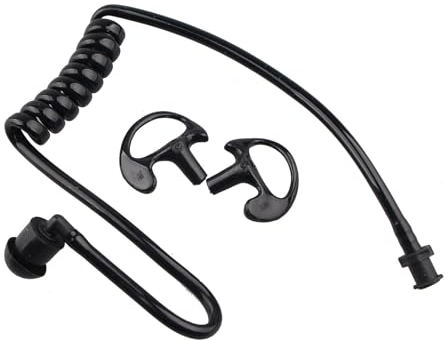 Jopto Tube Acoustique de Rechange avec 1 Paire écouteurs en Silicone Souple pour Talkie Walkie Casque Oreillette Compatible avec Motorola Kenwood Baofeng Radio Bidirectionnelle (Noir)
