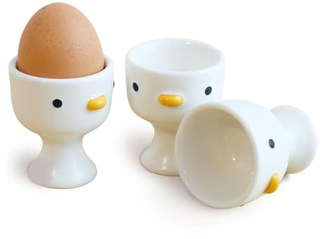 TULANDOT Lot de 3 coquetiers en forme de poule mignon, coquetier créatif en forme de canard, support à œufs en céramique de qualité supérieure, lavable en machine