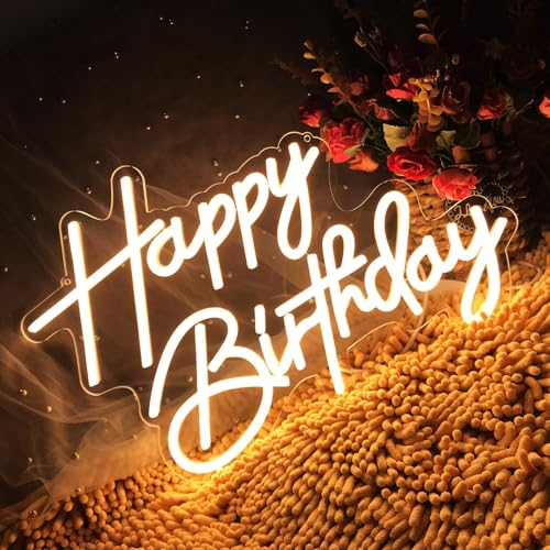 Happy Birthday Neon Zeichen USB Netzteil für Bequeme Bedienung Einstellbare Lichtstärke Party Night Atmosphere Licht Farbiges LED Licht für, Freunde, Familie, Liebhaber und Kollegen