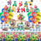 Stoviglie per Feste di Compleanno Kit 85Pezzi, Decorazione Stoviglie di Compleanno Includere Piatti Carta, Striscioni, Tovaglioli, Bicchieri Carta, Tovaglie, Palloncini, Toppers