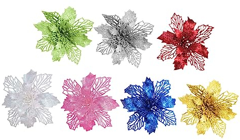 JOINPAYA 7St Weihnachtsdekorationen Christbaumschmuck Weihnachtssterne aus Plastik Ornament