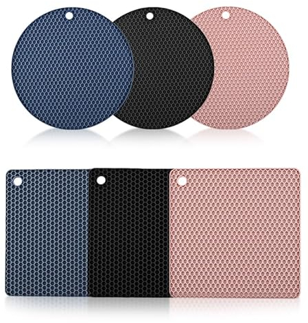Silikon Untersetzer, 6 Stück Topfuntersetzer Hitzebeständig Topf Untersetzer Set Silikonuntersetzer Pfannenuntersetzer Mehrzweck Topfhalter Topflappen für Küche Geschirre