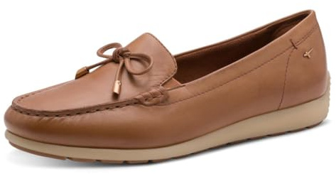 Tamaris Comfort Damen Mokassins aus Leder mit Schleife, Braun (Cognac Nappa), 41 EU