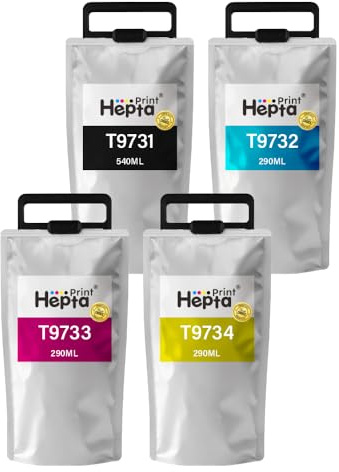Hepta Print T9731 T9732 T9733 T9734 Tintenpatrone mit Pigment Tintenbeutel für Epson Workforce Pro WF-C869R WF-C869DTWF WF-C869RDTWFC WF-C869RD3TWFC WFC869RD3TWF Drucker