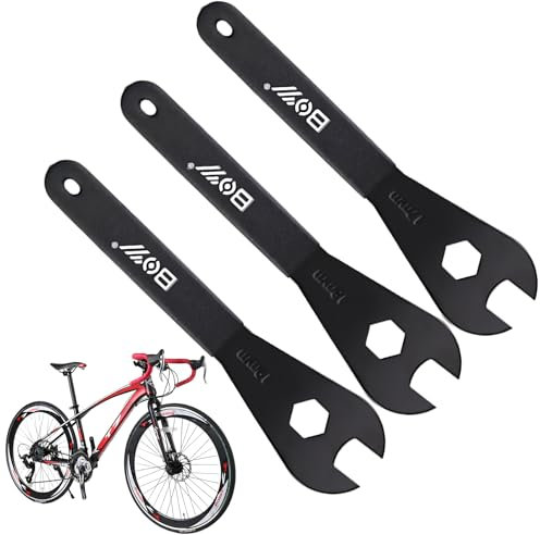 Gfamous 3 piezas Llave de Conos Bicicleta, Llave de Cono de Acero Al,Llave Eje Pedalier para Bicicleta, Llave de cono,Juego de Llaves Cónicas para Bicicleta(17, 18, 19 mm, negro)