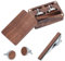 WEBEEDY Noyer Rond Boutons de Manchette Cravate Clip Set Hommes Cravate Clip Cravate Clip en Bois Cravate Clip et Boutons de Manchette Hommes Costume et Cravate,Mariage, Affaires,Cadeau Anniversaire