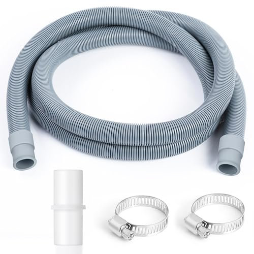 AiQInu Manguera de Drenaje de Lavadora,2M Manguera de Desagüe 20mm, Universal Manguera de Drenaje, Tubo de Drenaje de Lavavajillas,Extensión de Manguera de Drenaje,con 1 Conector y 2 Abrazadera