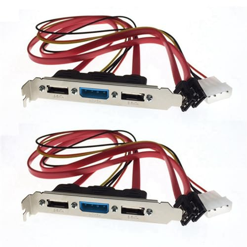 Fegtrtyoa 2X PC DIY zu ESATA und 4Pin IDE Power PCI Bracket Schlitz Kabel Voll Höhe Profile für Externe Festplatte