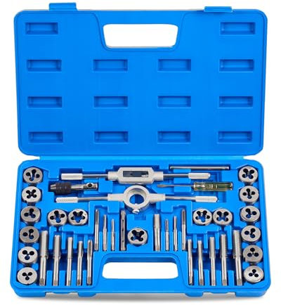 Orion Motor Tech 40-Piece Tap and Die Set, Metric Sizes | Home Improvement Tool Kit for Creating and Repairing Threading | Hand Tool Set for Craftsmen Mechanics and More with Metric Wrenches and Case