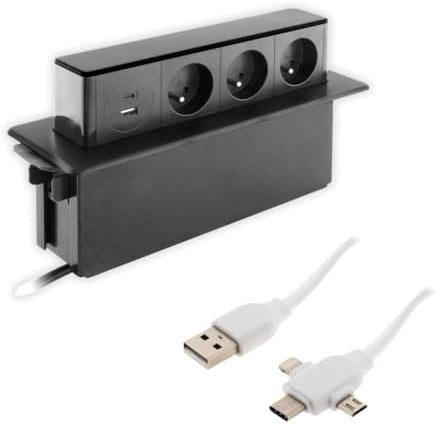 Multiprise encastrable 16A + câble USB universel QuicK Charge - Zenitech