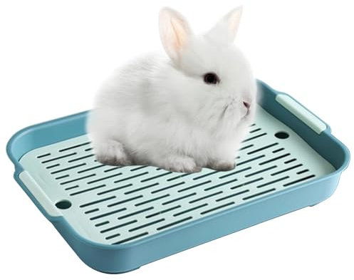 Lettiera per Coniglio Lettiera con Griglia Vassoio,Vasino per L'addestramento per Piccoli Animali,Furetto,Conigli(Verde,Grande)