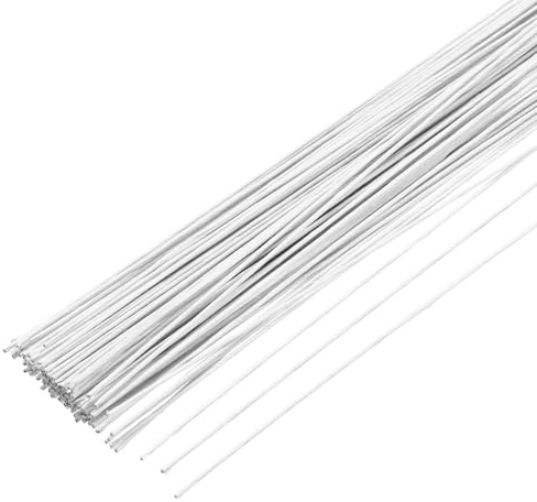 sourcing map 100pcs White Floral Wire Stems Bendable 0.7mm 22 Gauge Florist Wire for Artificial Flower Making Crafts Wreaths Supplies