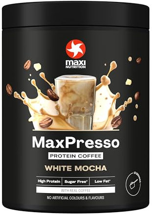 MaxiNutrition MaxPresso White Chocolate Mocha 300g, Protein Kaffee, Whey Coffee Pulver, 21g Eiweiß pro Portion, Zuckerfrei & fettarm, Warm & kalt genießbar