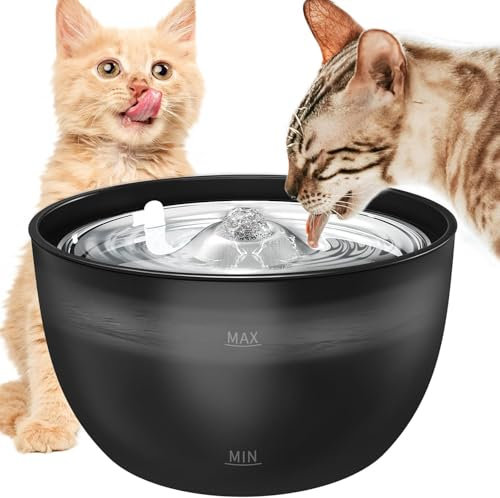 Katzenbrunnen，Trinkbrunnen für Katze 3L，automatischer Haustierbrunnen mit extrem leiser Pumpe，Super leise Katzen Trinkbrunnen mit Wasserstandsfenster,4-schichtiger Filter, für Mehrere Haustiere