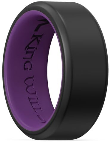 King Will Men's Silicone Rings, 8mm Rubber Wedding Band Comfort Fit with Unique Inner Groove Design, Engagement Rings for Daily Wear and Activities V 1/2 (11)