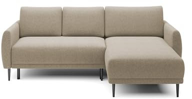DomiMeble DomoHome ECKSOFA BONO Stilvolles Sofa mit Schlaffunktion, Modernes Design, Robuste Holzfüße, Elegante Armlehnen, Tiefe Sitzfläche 226x164x88cm, Rechte Seite Sand