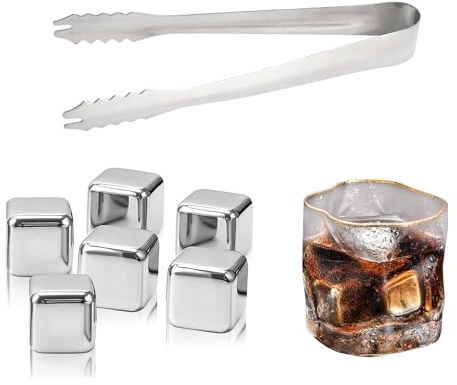 Kühlsteine Für Getränke Edelstahl 8 Stück Eiswürfel Edelstahl 304, Mit Clip, Eiswürfel Whisky Steine, Für Wein, Wodka, Likör, Getränkesaft