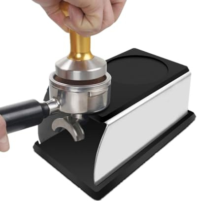 Nikou Tamperstation, Kaffee Tamper Halter Edelstahl Anti-Rost Kaffee Tamper Manipulation Basis Stand Rack, Barista Zubehör für Espresso Siebträgermaschine (Schwarz)