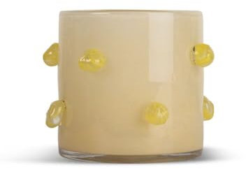 BYON Arlo Kerzenhalter M – Mundgeblasenes Glas in Beige/Gelb, multifunktional als Vase, Schale oder Teelichthalter, spülmaschinenfest, 15 cm, 5280607310