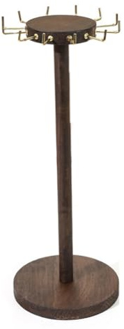 Quystetes Wooden Necklace Display Rack with 12 Hooks, Round Wooden Jewelry Display Rack, Necklace Pendant Earring Storage Rack.
