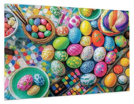 Ostern Puzzle 300 Teile Erwachsene Puzzle Osterei Muster Design mit Geschenkbox-Verpackung als Geschenk für Frauen, Anspruchsvolle Familienaktivität für Anfänger, Zimmer Deko 40 x 28 cm -379y