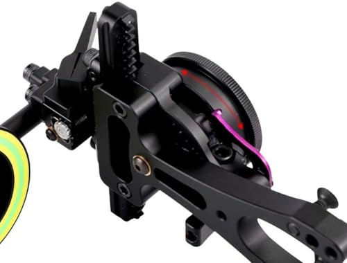 Eawfgtuw Amy Single Pin Bow Sight für Compoundbogen, Aluminiumlegierung Bogenschießen Visier mit 4-fach verstellbarer Feinabstimmung, Schnellverstellmechanismus