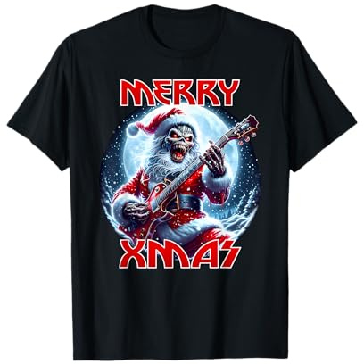 Merry Christmas Heavy Metal Band Death Metal Vintage Santa T-Shirt