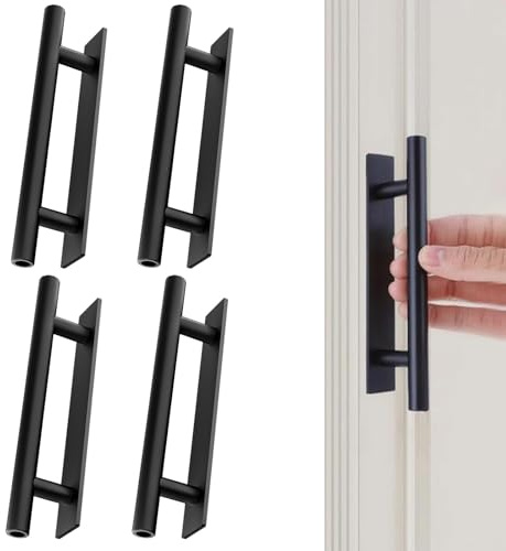 Whispern Cloud 4 Pack Adhesive Cabinet Handles, Self Stick Door Handles ABS Plastic Push Peel and Stick Helper Drawer Pull Wardrobe Handle Furniture Handles, Black
