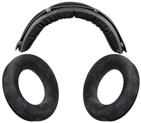 SOULWIT Ersatzset für Beyerdynamic DT 770/DT770 PRO Kopfhörer, Velours Ohrpolster Polster + Protein Leder Kopfband Stirnband Headband – Schwarz