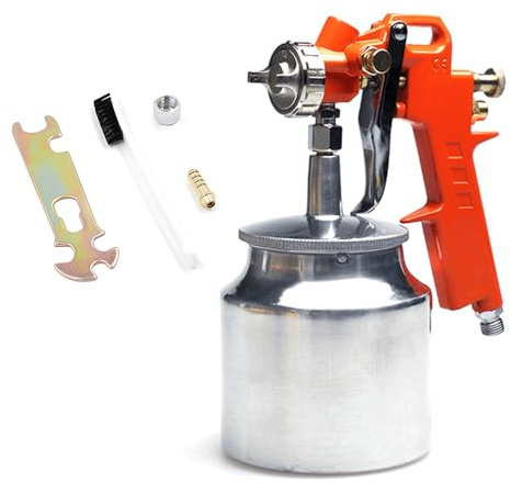 Riuulity Pistolet Pulvérisateur de Peinture Universel, 1.5mm, avec Valve Réglable, pour Peinture Domestique, Tasse en Alliage D'aluminium de 750ml, Facile à Nettoyer